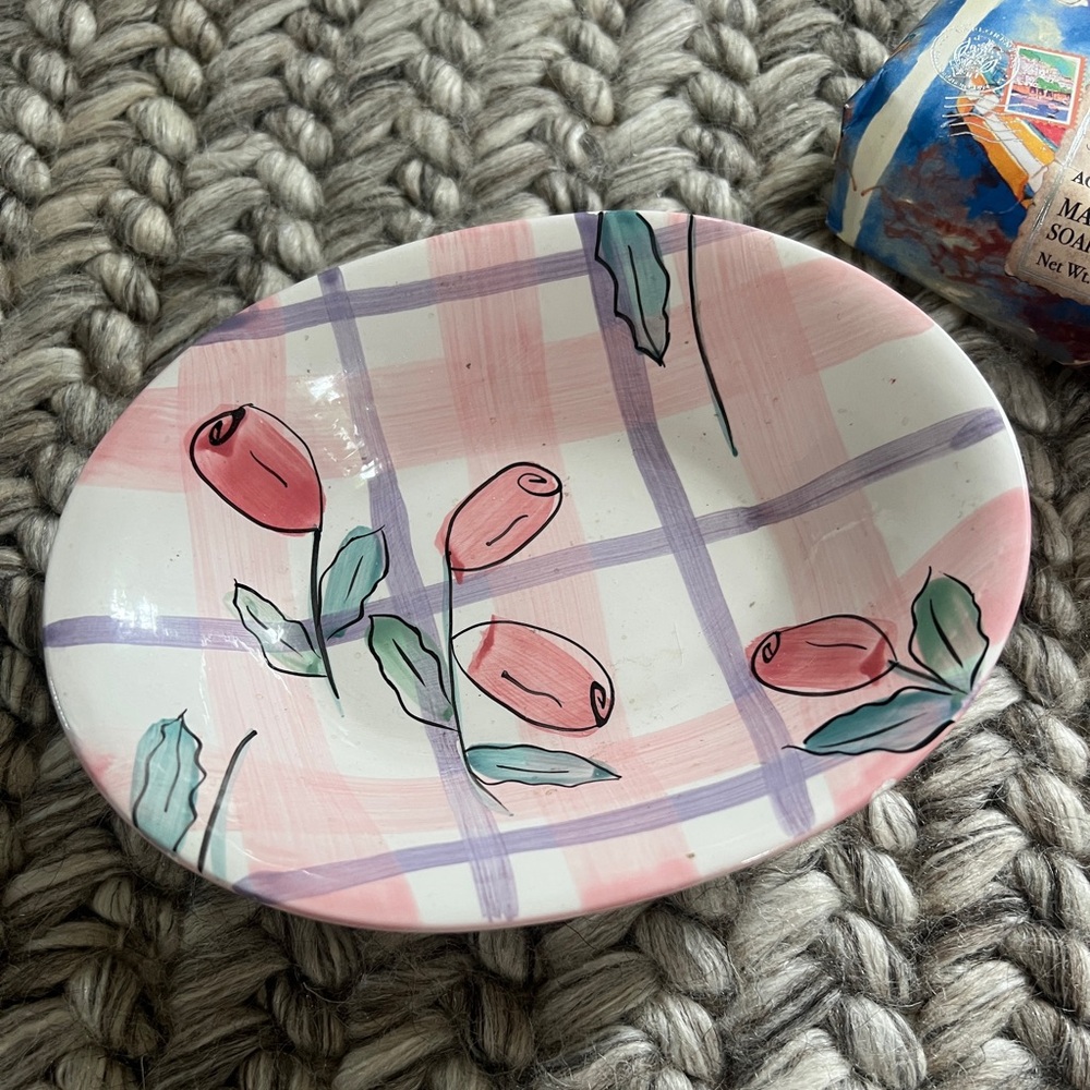 Ceramic Soap Dish with Floral Design